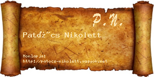 Patócs Nikolett névjegykártya