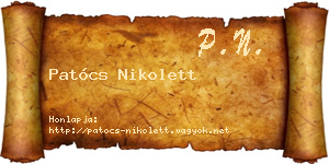 Patócs Nikolett névjegykártya